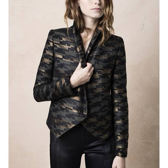 Smythe Jackets & Blazers - Smythe Anytime Blazer (Sz 6) Camo Jacquard Metallic Green Black Gold